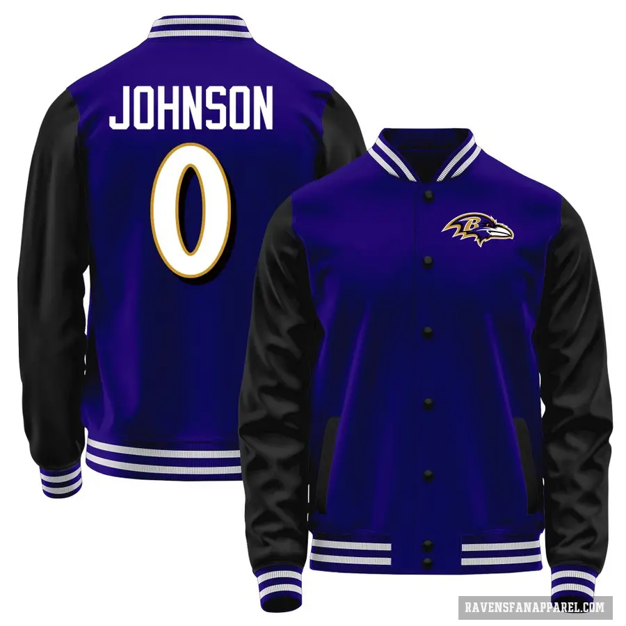 Men's ＃0 Diontae Johnson Baltimore Ravens Purple/Black Full-Snap Name & Number Jacket