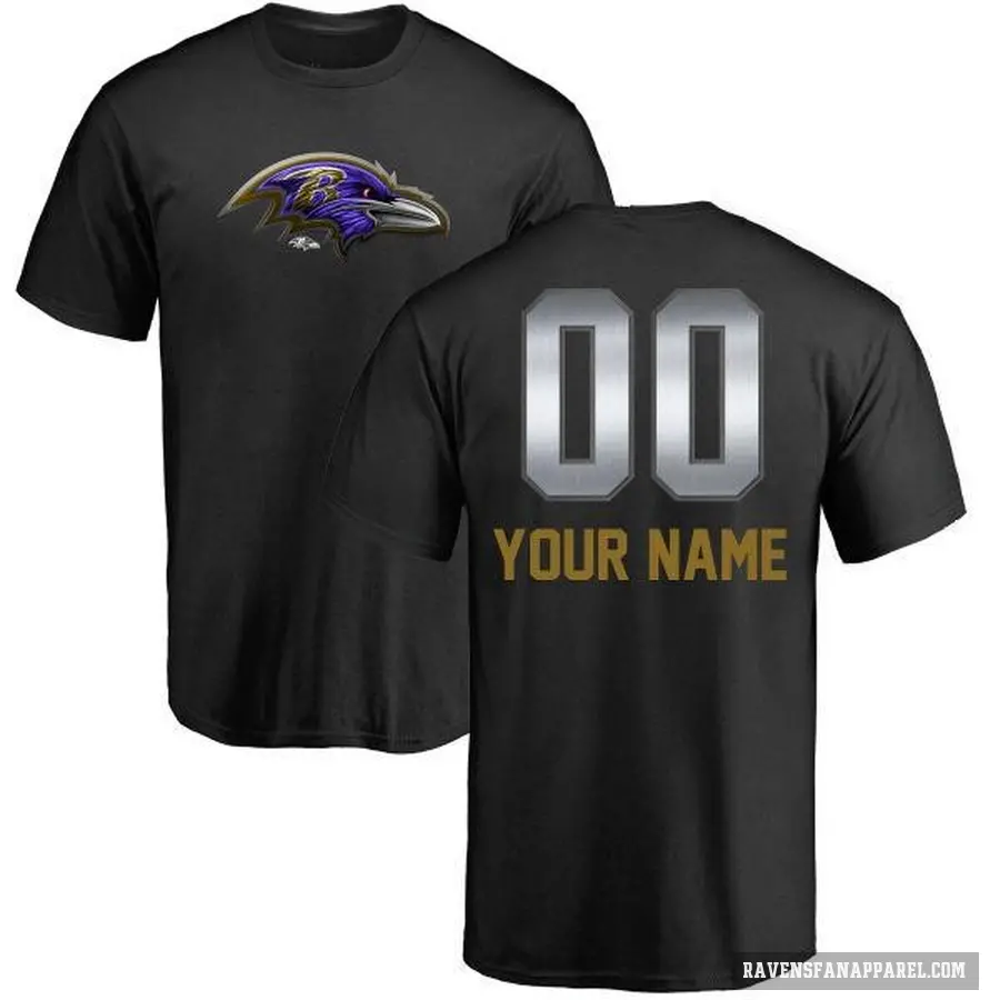 Men's ＃00 Custom Baltimore Ravens Black Midnight Mascot T-Shirt