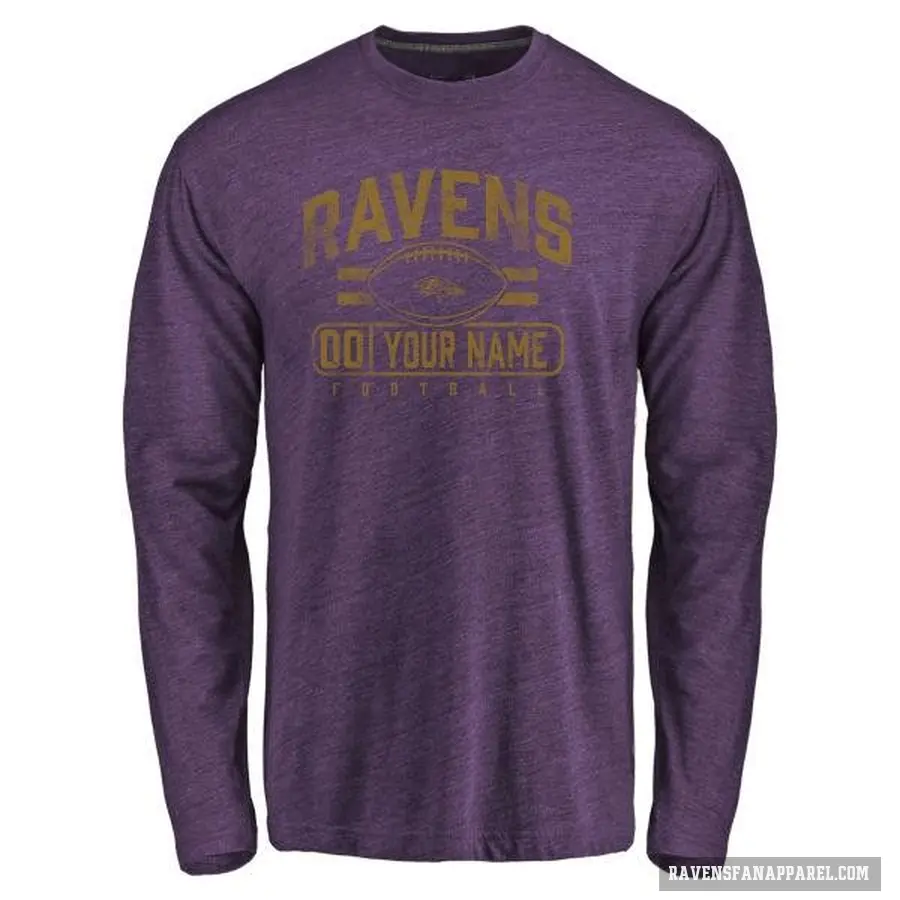 Men's ＃00 Custom Baltimore Ravens Purple Flanker Long Sleeve T-Shirt