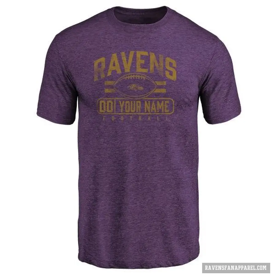 Men's ＃00 Custom Baltimore Ravens Purple Flanker T-Shirt