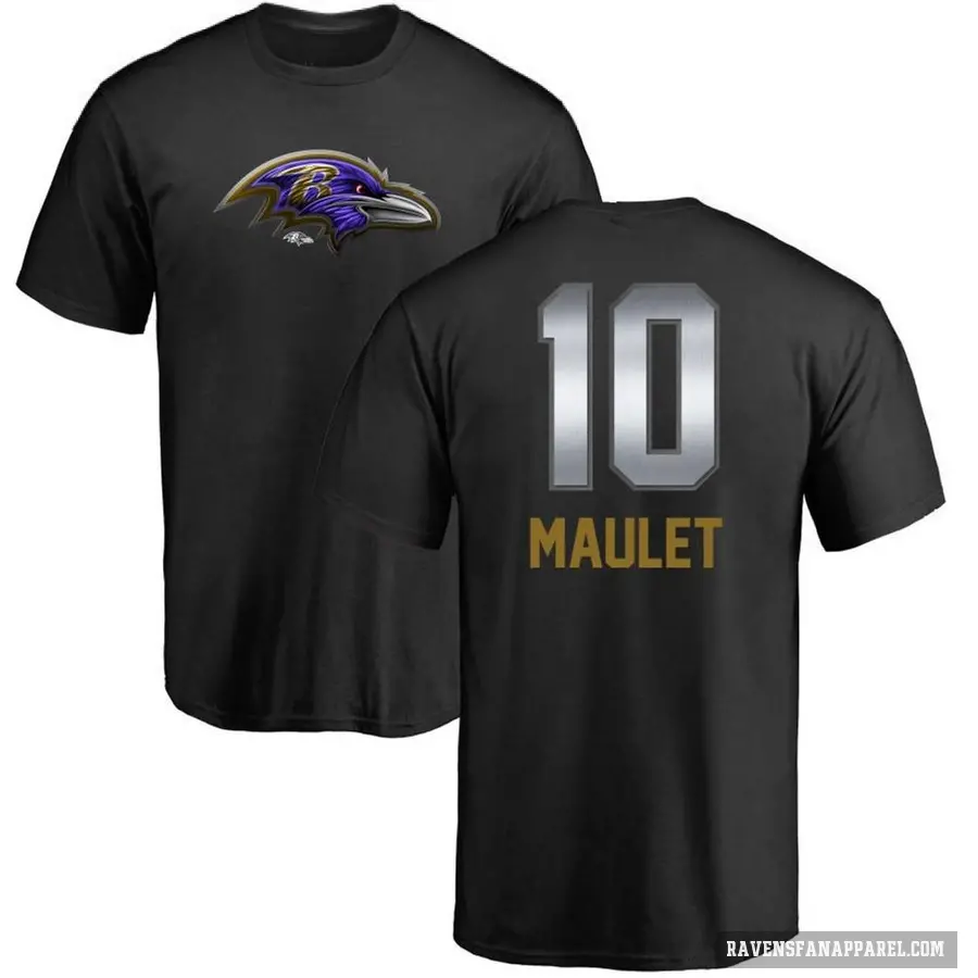 Men's ＃10 Arthur Maulet Baltimore Ravens Black Midnight Mascot T-Shirt