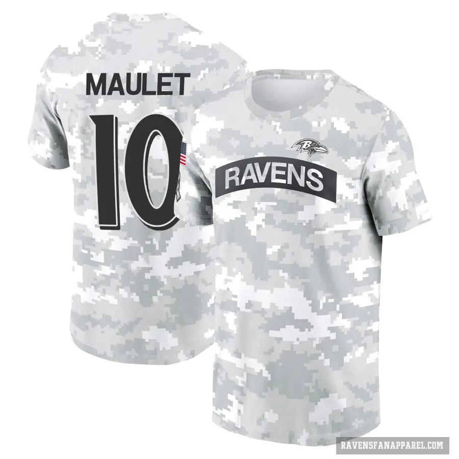 Men's ＃10 Arthur Maulet Baltimore Ravens Camo Arctic 2024 Salute to Service Performance T-Shirt