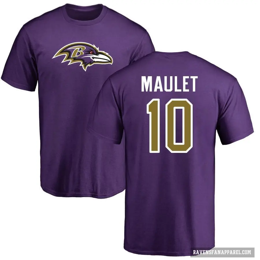 Men's ＃10 Arthur Maulet Baltimore Ravens Purple Logo T-Shirt