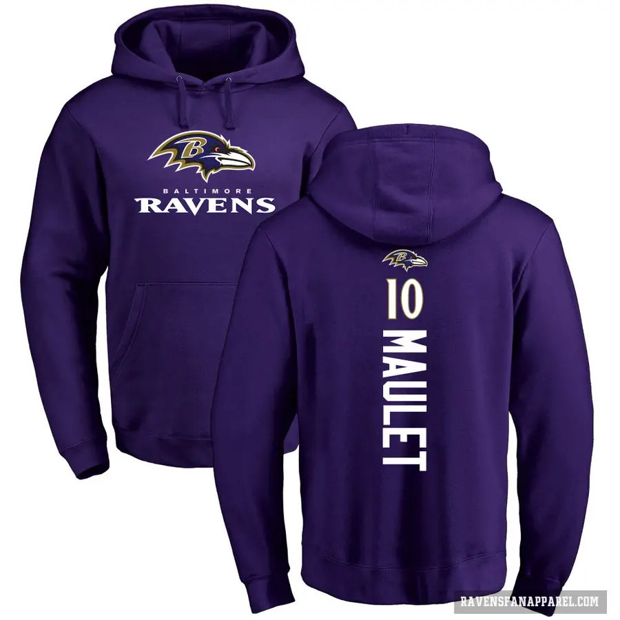 Men's ＃10 Arthur Maulet Baltimore Ravens Purple Pro Line by Branded Backer Pullover Hoodie