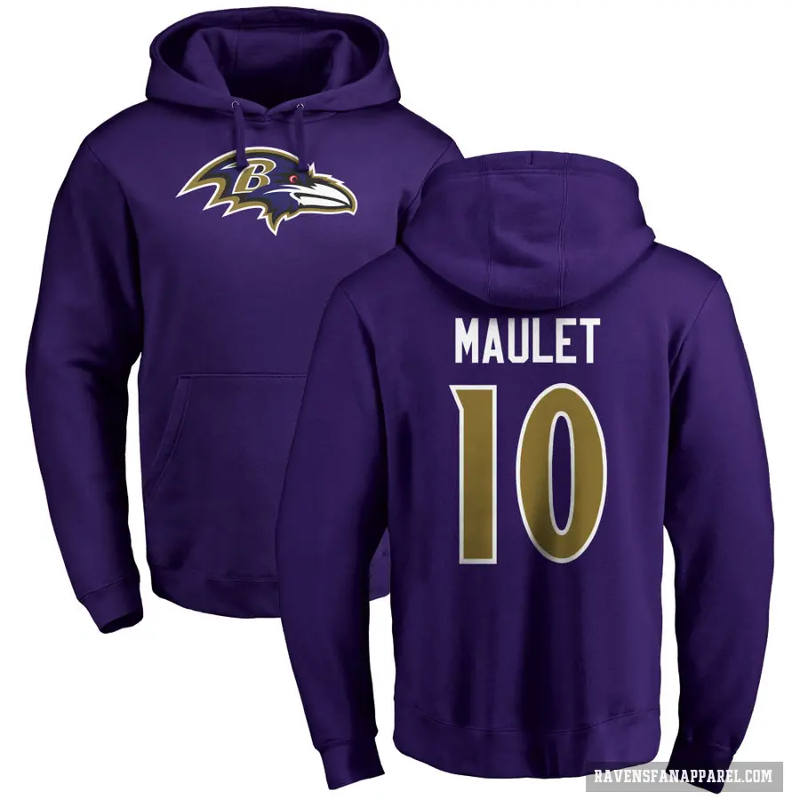 Men's ＃10 Arthur Maulet Baltimore Ravens Purple Pro Line by Branded Name & Number Logo Pullover Hoodie