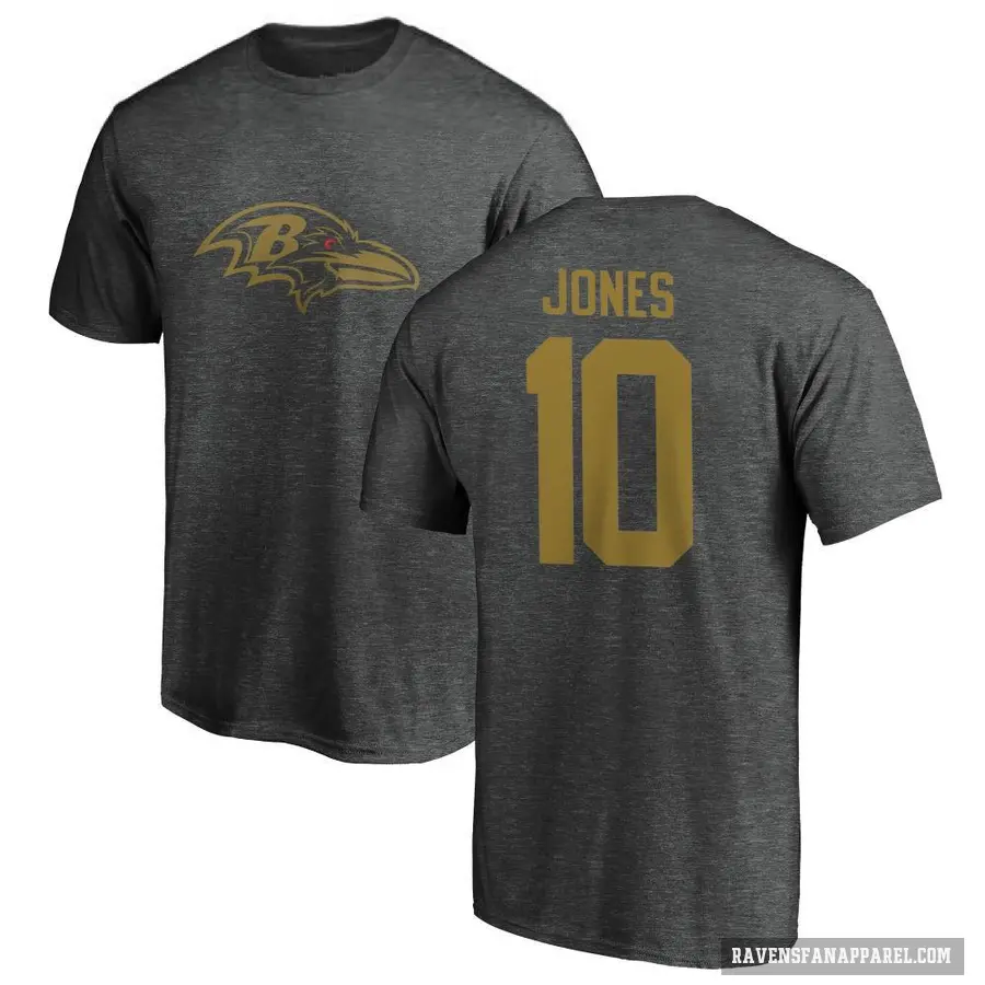 Men's ＃10 Emory Jones Baltimore Ravens Ash One Color T-Shirt