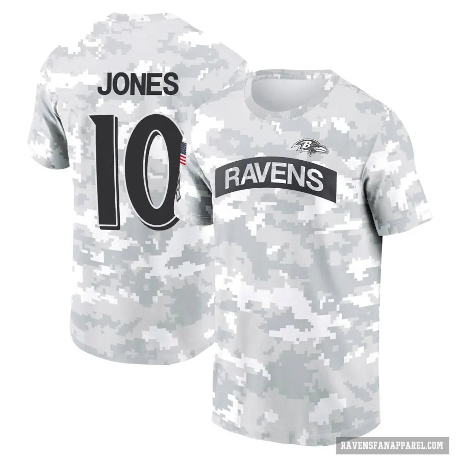 Men's ＃10 Emory Jones Baltimore Ravens Camo Arctic 2024 Salute to Service Performance T-Shirt