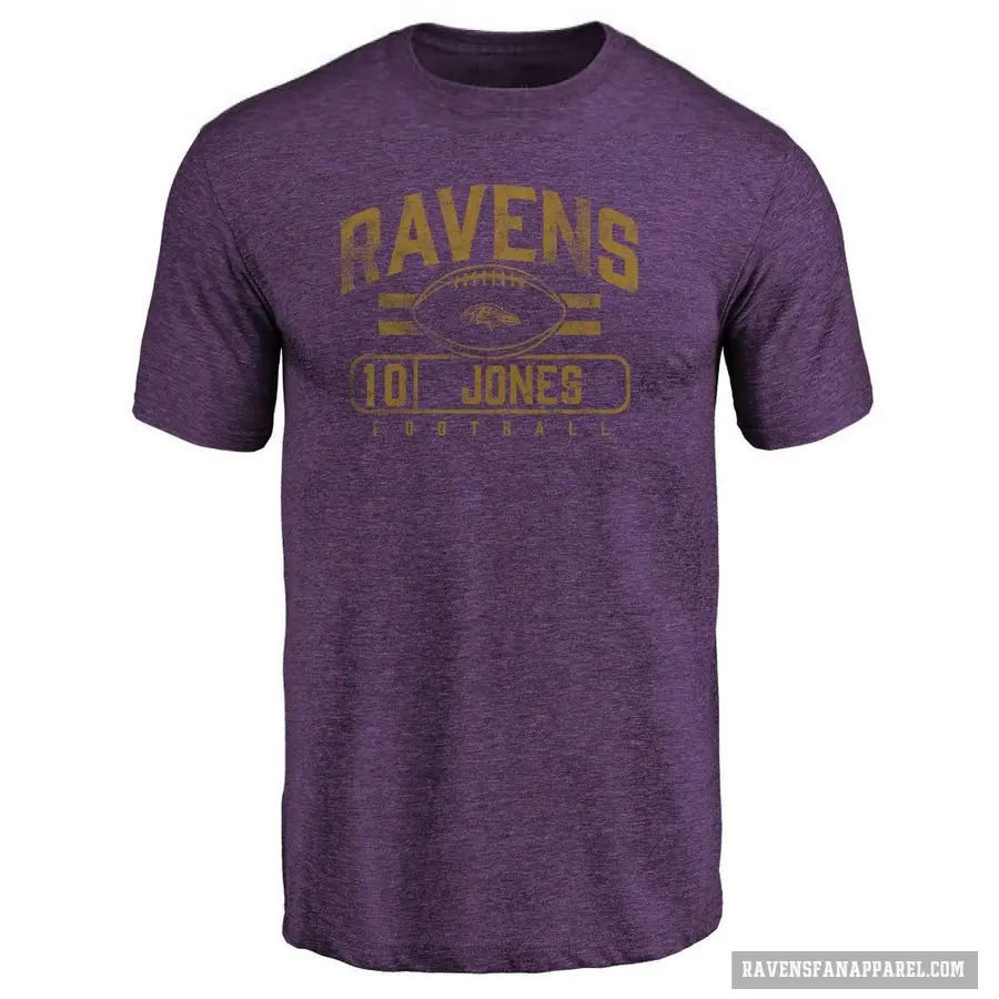 Men's ＃10 Emory Jones Baltimore Ravens Purple Flanker T-Shirt