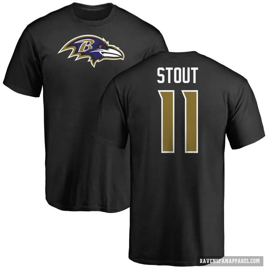 Men's ＃11 Jordan Stout Baltimore Ravens Black Logo T-Shirt