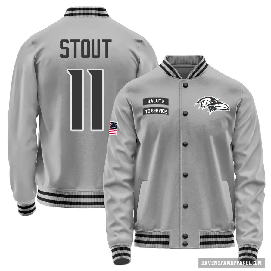 Men's ＃11 Jordan Stout Baltimore Ravens Gray Salute to Service Performance Jacket