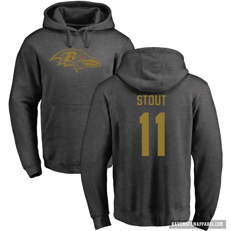 Men's ＃11 Jordan Stout Baltimore Ravens Pro Line by Branded Ash One Color Pullover Hoodie