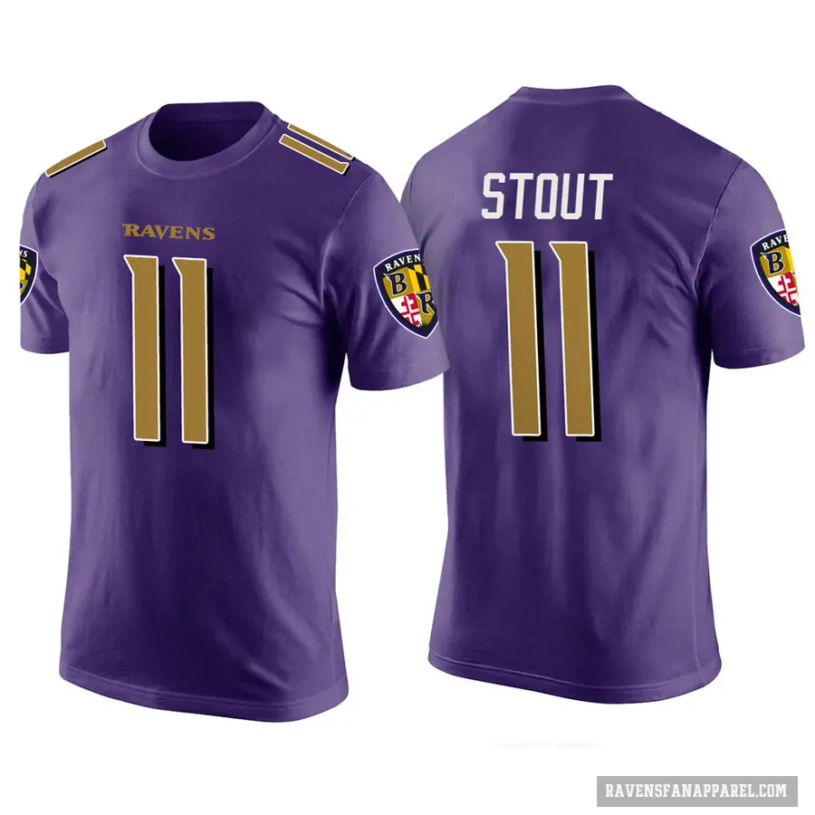 Men's ＃11 Jordan Stout Baltimore Ravens Purple Color Rush T-Shirt