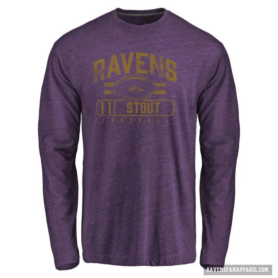 Men's ＃11 Jordan Stout Baltimore Ravens Purple Flanker Long Sleeve T-Shirt