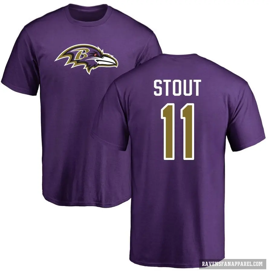 Men's ＃11 Jordan Stout Baltimore Ravens Purple Logo T-Shirt