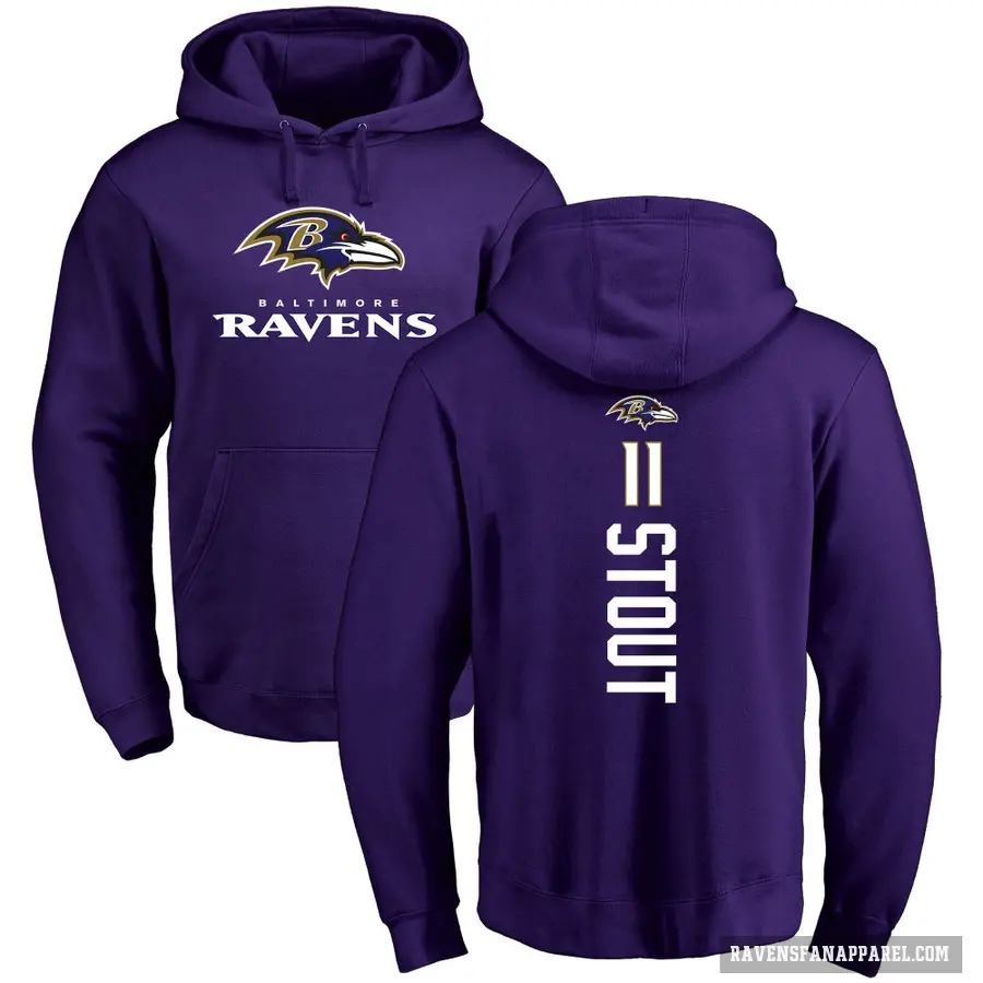 Men's ＃11 Jordan Stout Baltimore Ravens Purple Pro Line by Branded Backer Pullover Hoodie