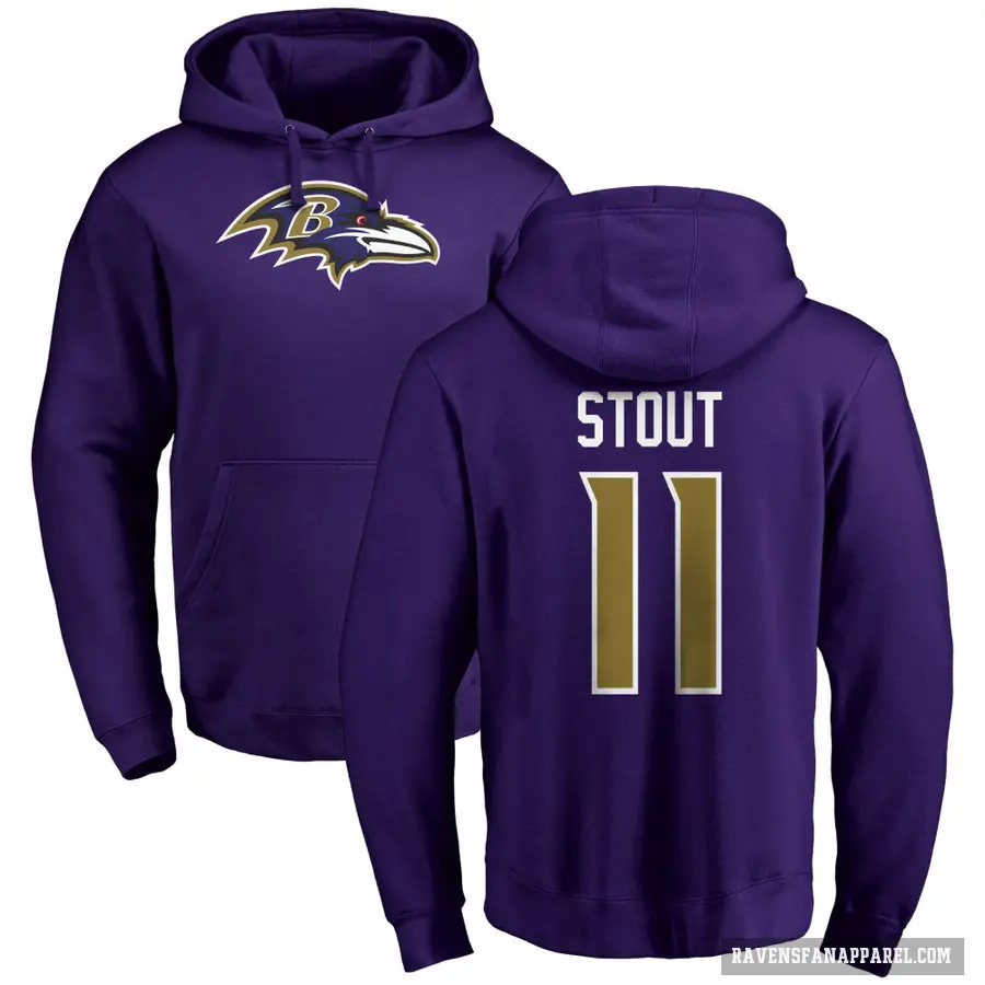 Men's ＃11 Jordan Stout Baltimore Ravens Purple Pro Line by Branded Name & Number Logo Pullover Hoodie