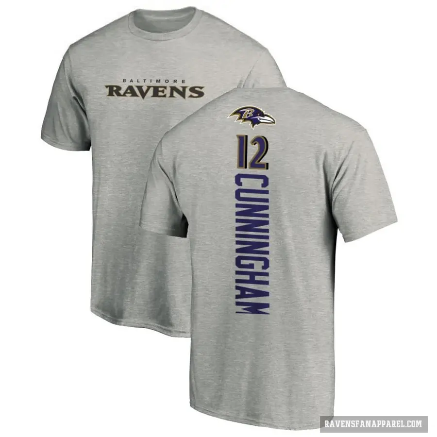 Men's ＃12 Malik Cunningham Baltimore Ravens Ash Backer T-Shirt