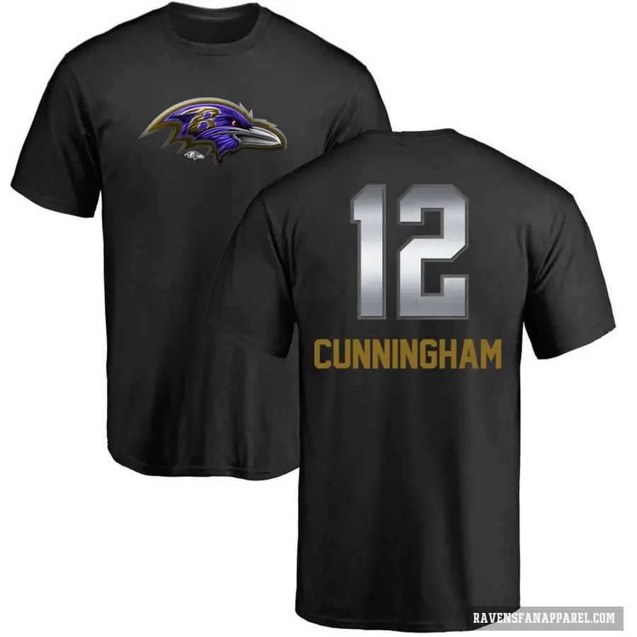 Men's ＃12 Malik Cunningham Baltimore Ravens Black Midnight Mascot T-Shirt