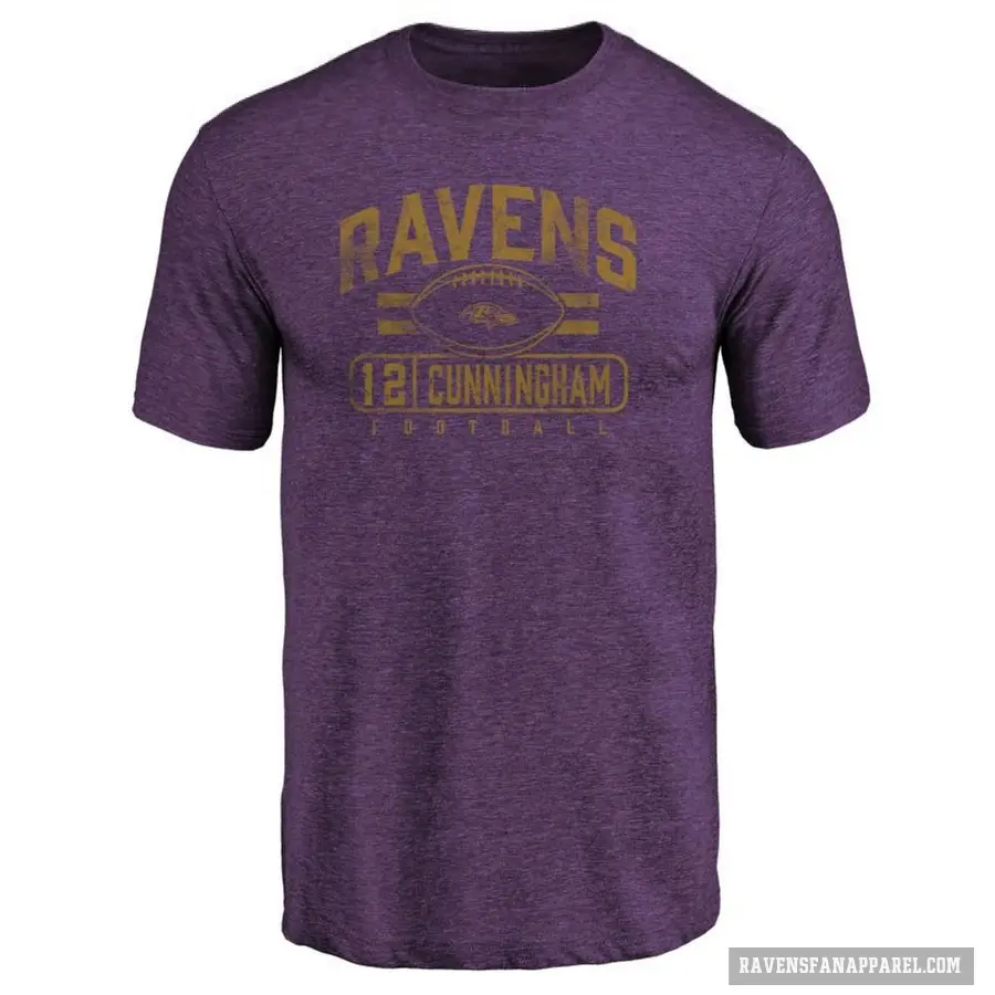 Men's ＃12 Malik Cunningham Baltimore Ravens Purple Flanker T-Shirt