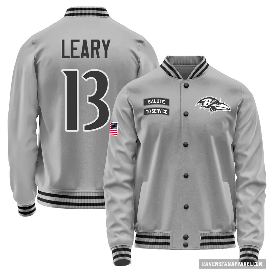 Men's ＃13 Devin Leary Baltimore Ravens Gray Salute to Service Performance Jacket