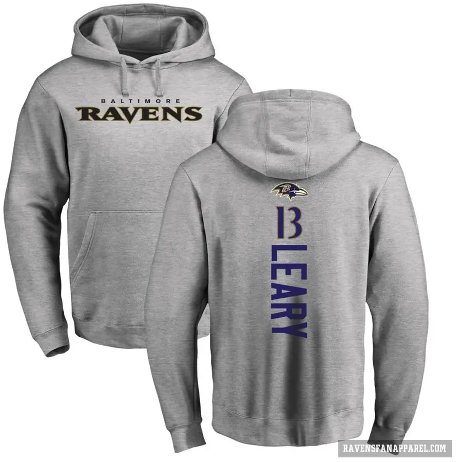 Men's ＃13 Devin Leary Baltimore Ravens Pro Line Ash Backer Pullover Hoodie