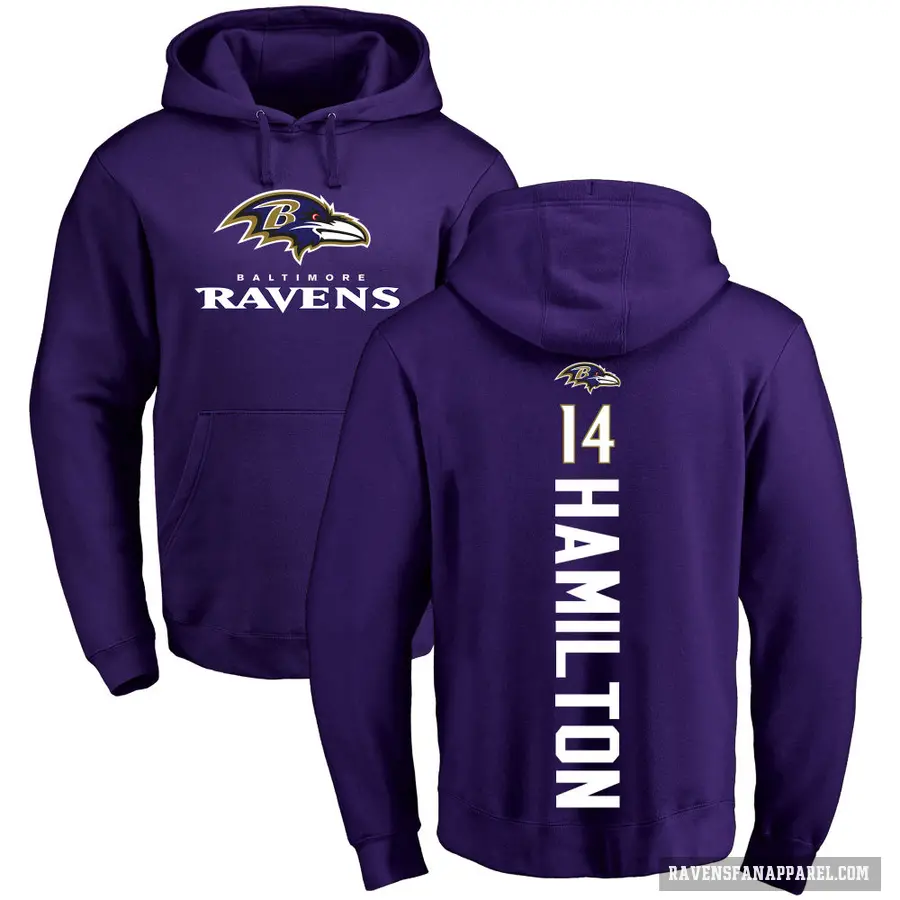 Men's ＃14 Kyle Hamilton Baltimore Ravens Purple Pro Line by Branded Backer Pullover Hoodie