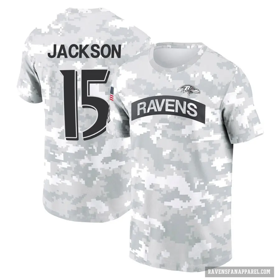 Men's ＃15 DeSean Jackson Baltimore Ravens Camo Arctic 2024 Salute to Service Performance T-Shirt