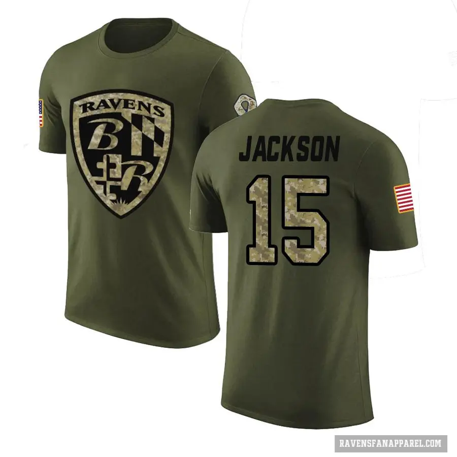 Men's ＃15 DeSean Jackson Baltimore Ravens Olive Salute to Service T-Shirt