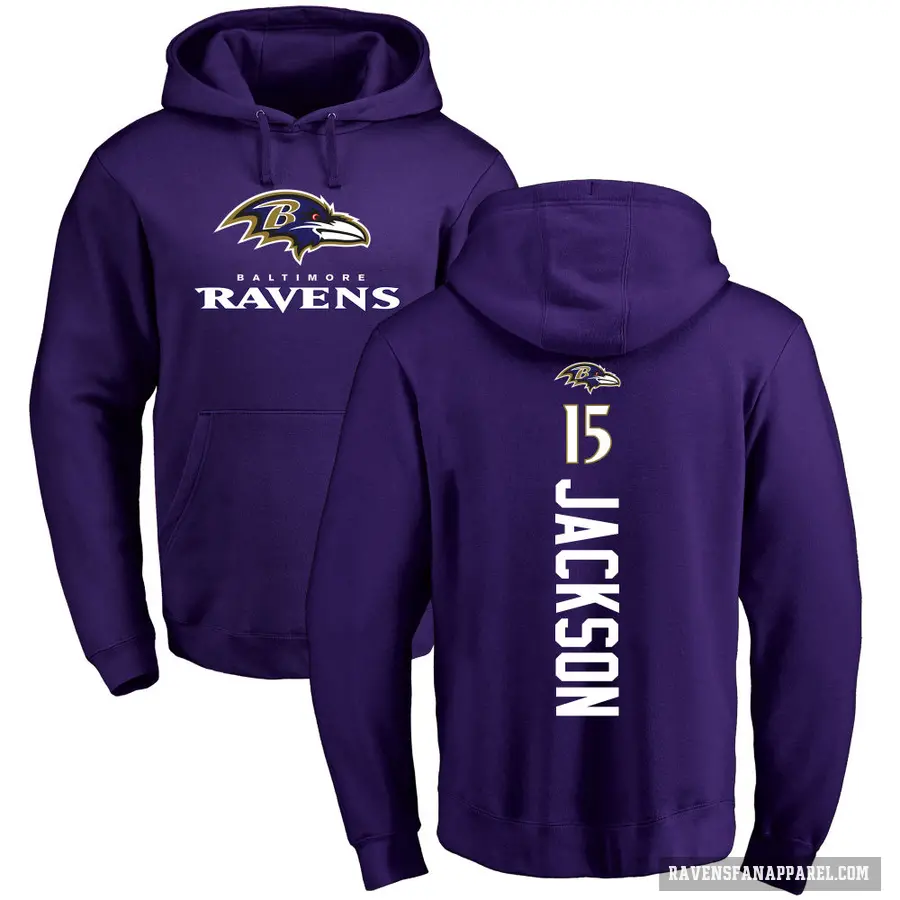 Men's ＃15 DeSean Jackson Baltimore Ravens Purple Pro Line by Branded Backer Pullover Hoodie