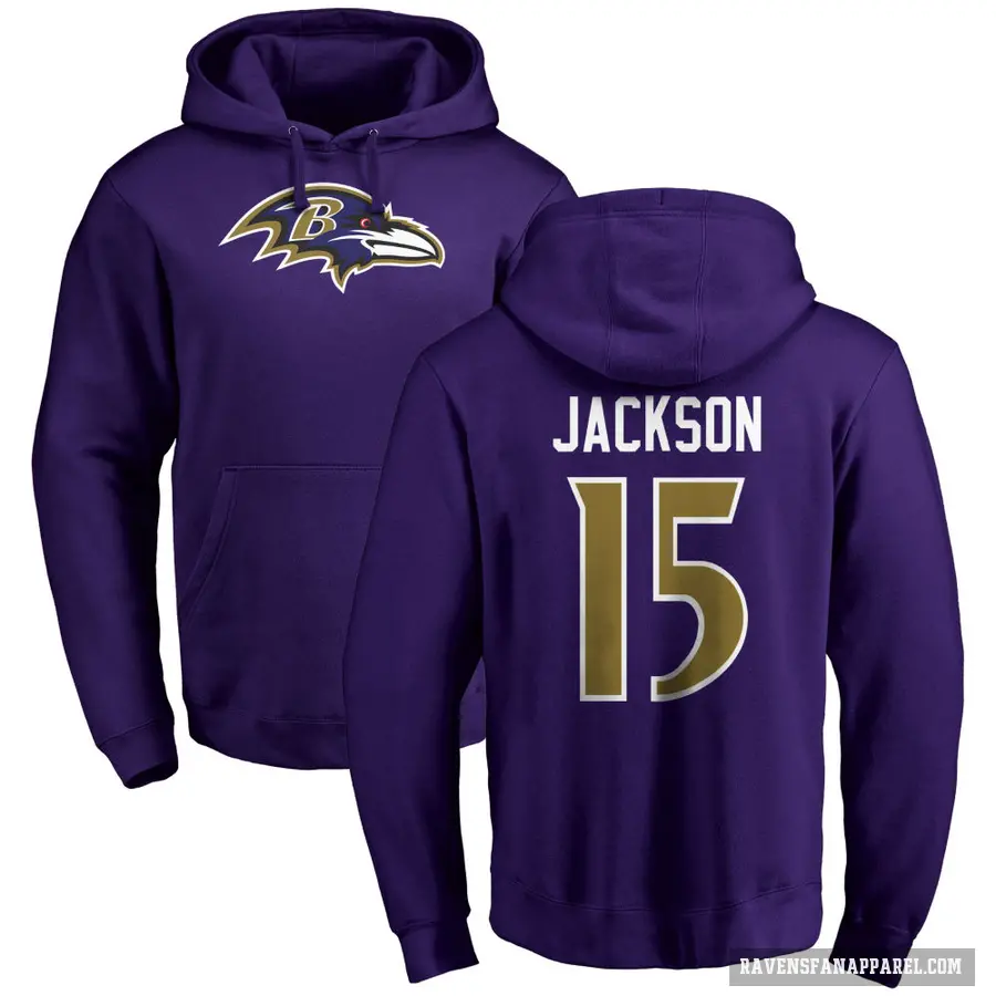 Men's ＃15 DeSean Jackson Baltimore Ravens Purple Pro Line by Branded Name & Number Logo Pullover Hoodie