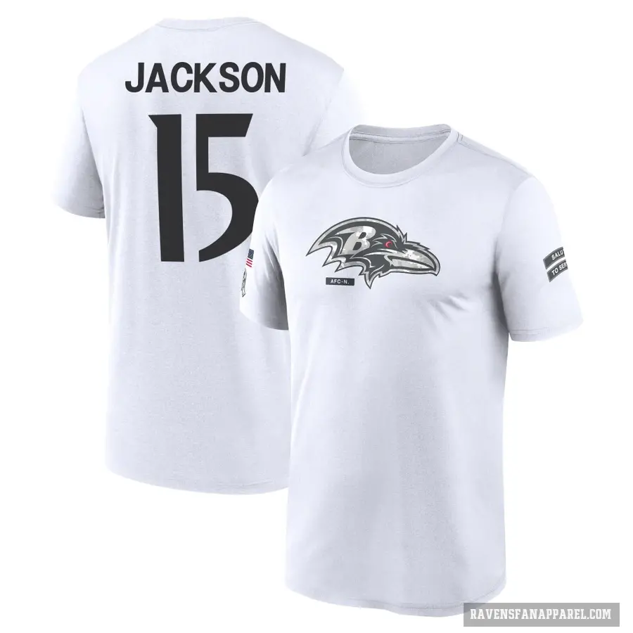 Men's ＃15 DeSean Jackson Baltimore Ravens White 2024 Salute to Service Performance T-Shirt