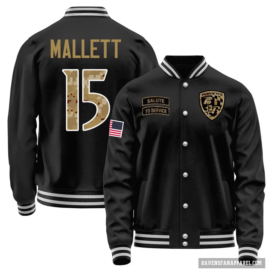 Men's ＃15 Ryan Mallett Baltimore Ravens Black Salute to Service Sideline Performance Jacket