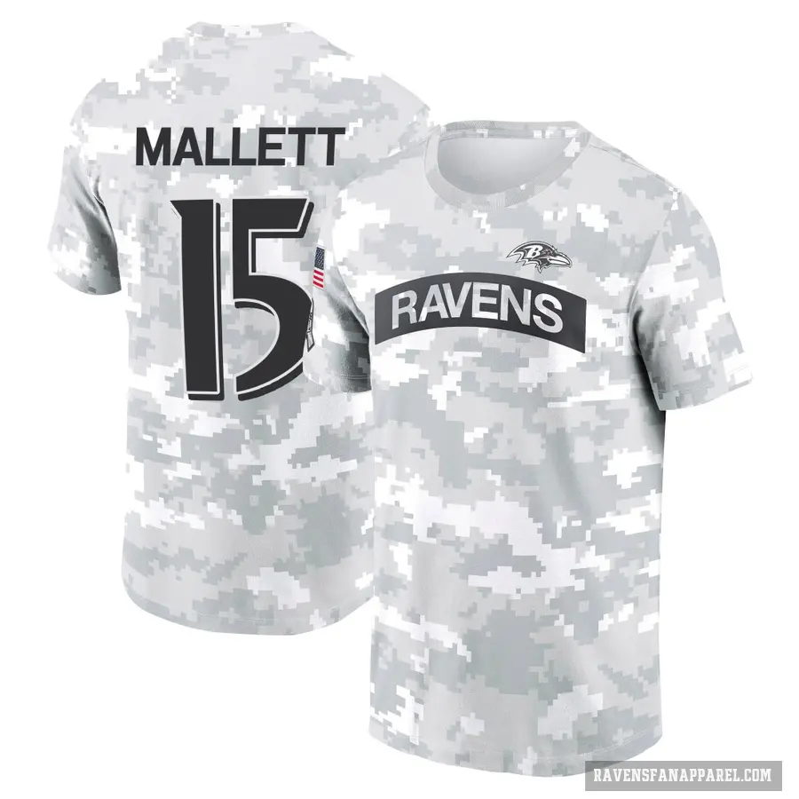 Men's ＃15 Ryan Mallett Baltimore Ravens Camo Arctic 2024 Salute to Service Performance T-Shirt