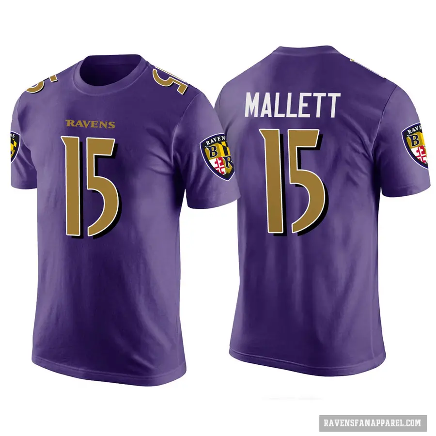 Men's ＃15 Ryan Mallett Baltimore Ravens Purple Color Rush T-Shirt