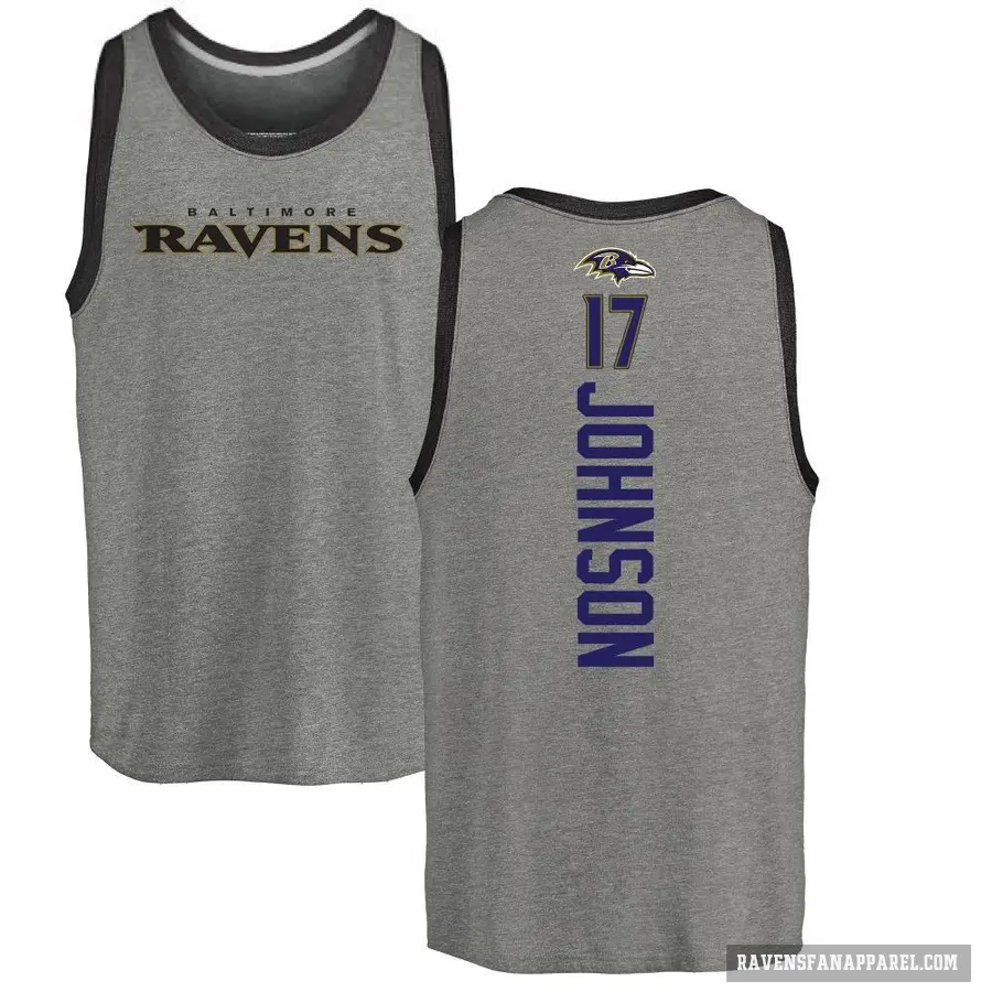 Men's ＃17 Josh Johnson Baltimore Ravens Ash Backer Tank Top