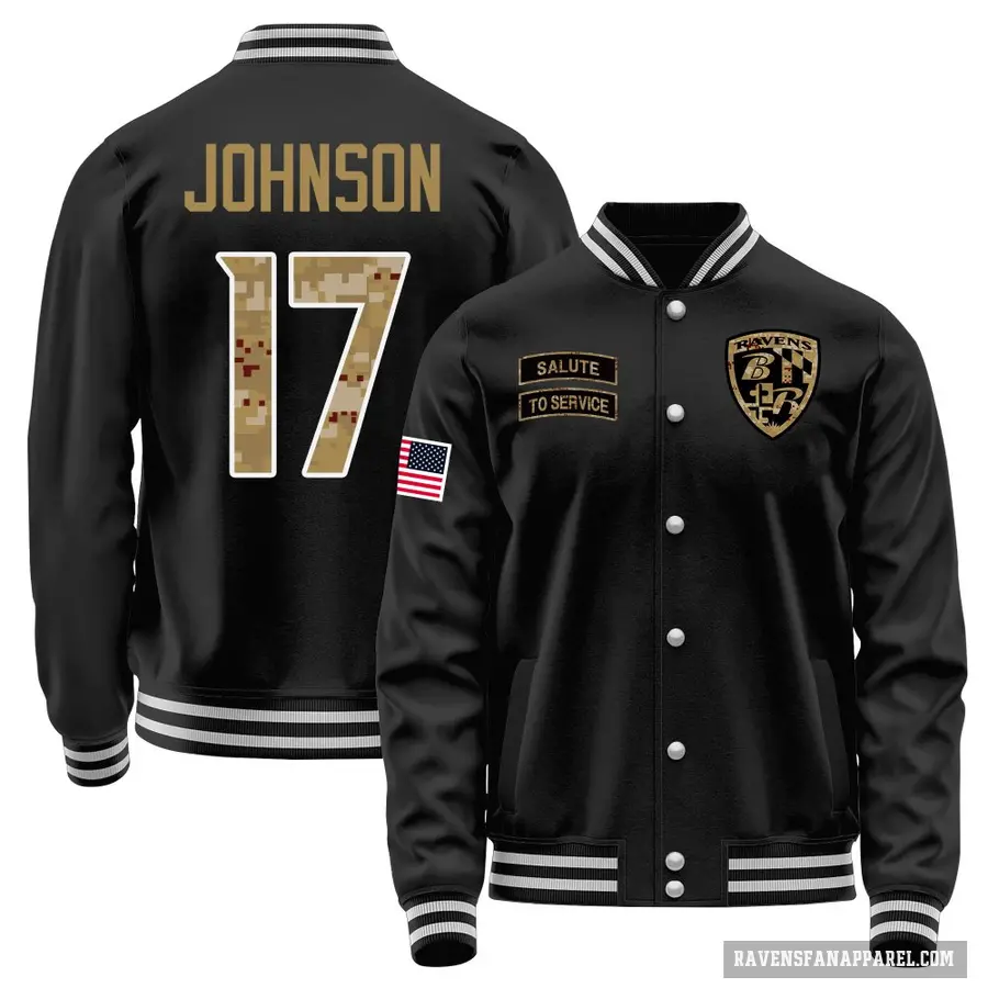 Men's ＃17 Josh Johnson Baltimore Ravens Black Salute to Service Sideline Performance Jacket