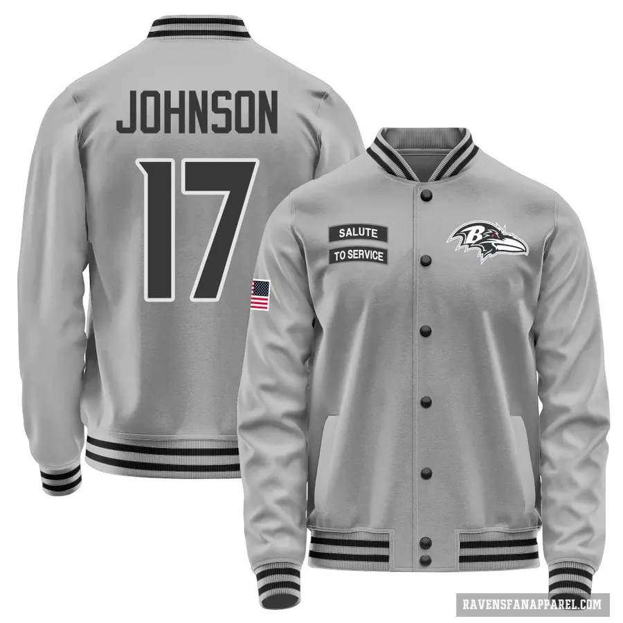 Men's ＃17 Josh Johnson Baltimore Ravens Gray Salute to Service Performance Jacket