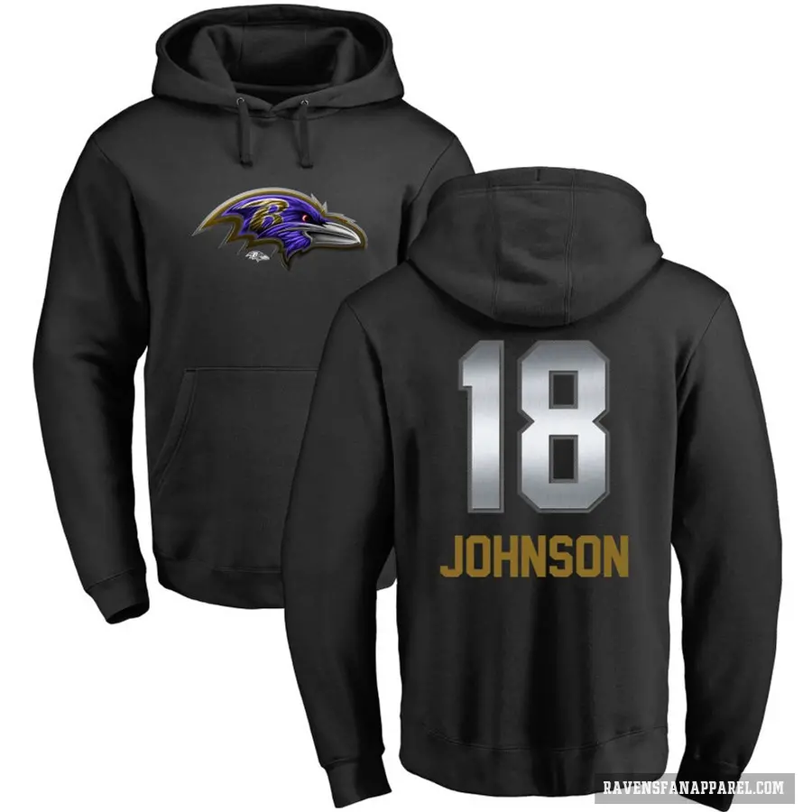 Men's ＃18 Diontae Johnson Baltimore Ravens Black Midnight Mascot Pullover Hoodie