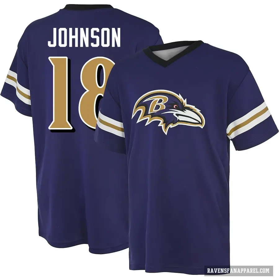 Men's ＃18 Diontae Johnson Baltimore Ravens Purple Game Day V-Neck T-Shirt