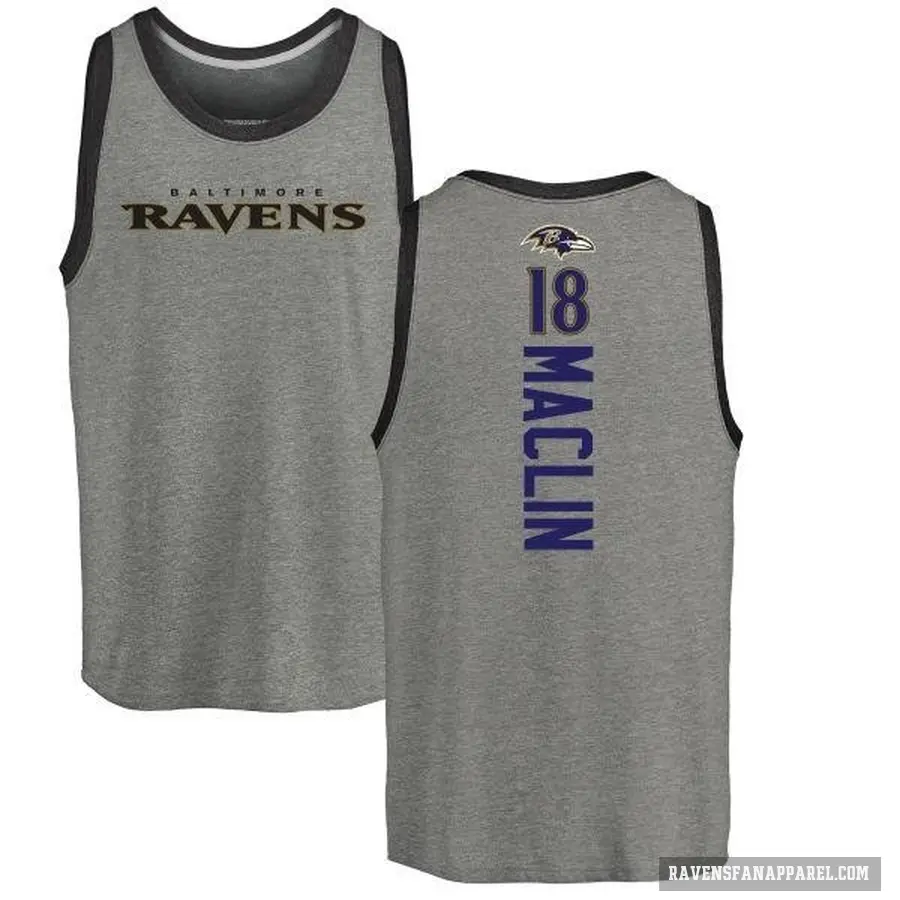 Men's ＃18 Jeremy Maclin Baltimore Ravens Ash Backer Tank Top