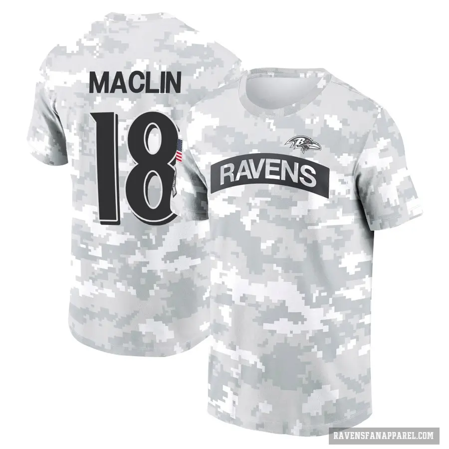 Men's ＃18 Jeremy Maclin Baltimore Ravens Camo Arctic 2024 Salute to Service Performance T-Shirt