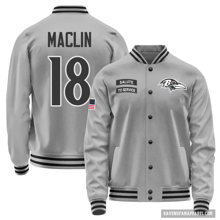 Men's ＃18 Jeremy Maclin Baltimore Ravens Gray Salute to Service Performance Jacket