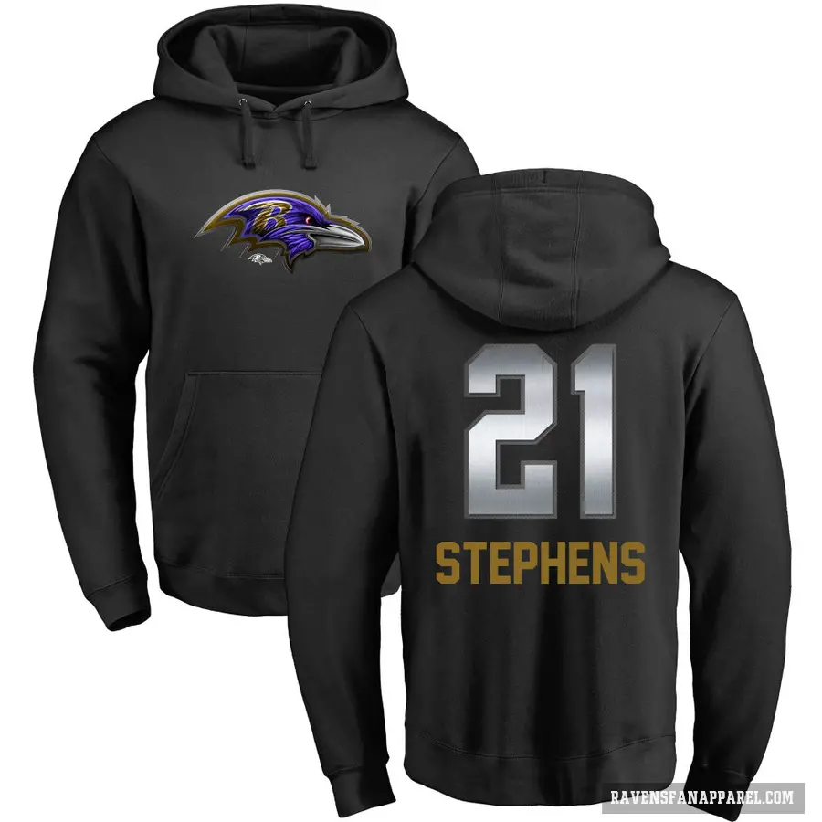 Men's ＃21 Brandon Stephens Baltimore Ravens Black Midnight Mascot Pullover Hoodie