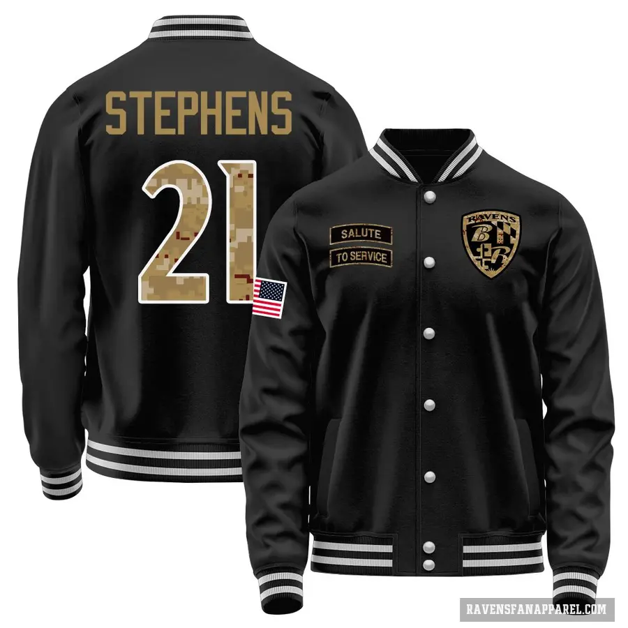 Men's ＃21 Brandon Stephens Baltimore Ravens Black Salute to Service Sideline Performance Jacket