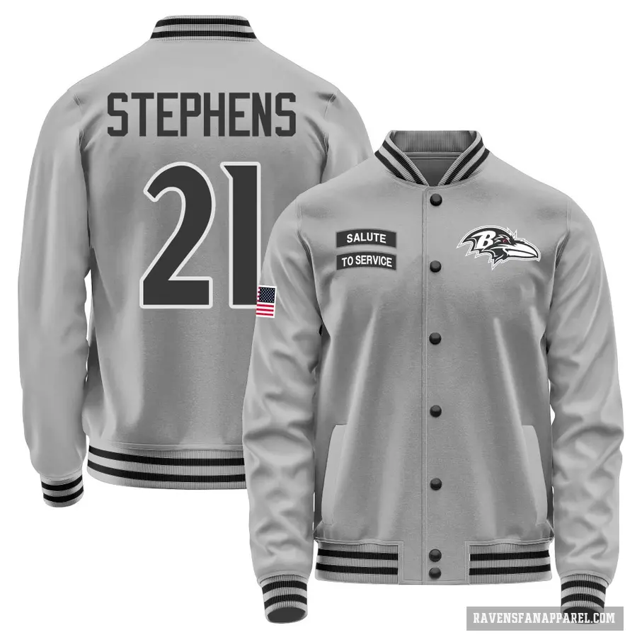 Men's ＃21 Brandon Stephens Baltimore Ravens Gray Salute to Service Performance Jacket