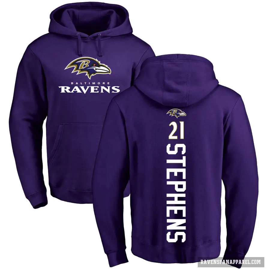 Men's ＃21 Brandon Stephens Baltimore Ravens Purple Pro Line by Branded Backer Pullover Hoodie