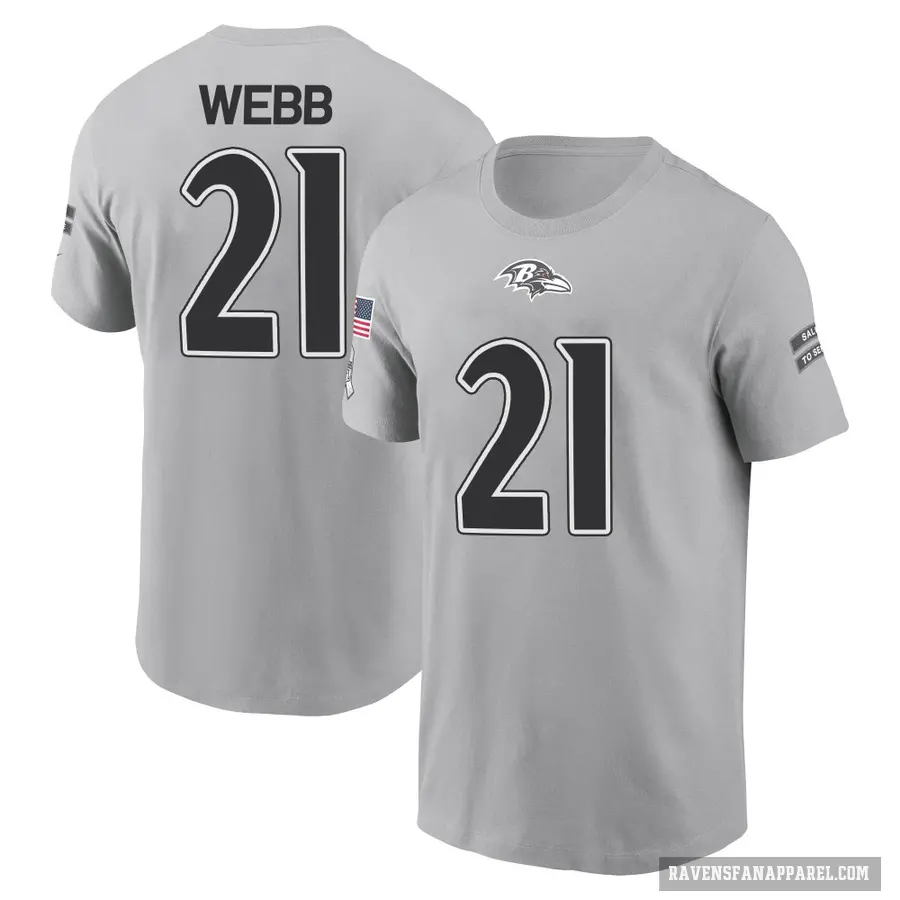 Men's ＃21 Lardarius Webb Baltimore Ravens Gray 2024 Salute to Service T-Shirt