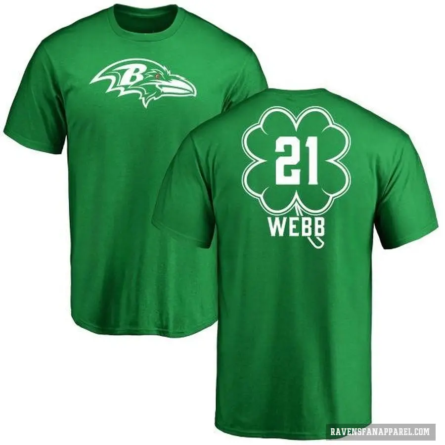 Men's ＃21 Lardarius Webb Baltimore Ravens Green St. Patrick's Day T-Shirt