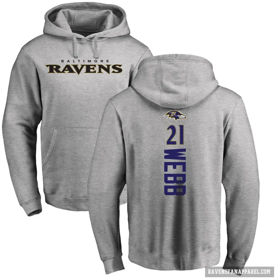 Men's ＃21 Lardarius Webb Baltimore Ravens Pro Line Ash Backer Pullover Hoodie