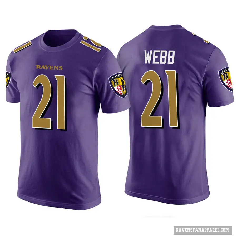 Men's ＃21 Lardarius Webb Baltimore Ravens Purple Color Rush T-Shirt